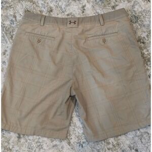 Under Armour Mens Golf Shorts 38 Khaki Tan Plaid Performance Activewear